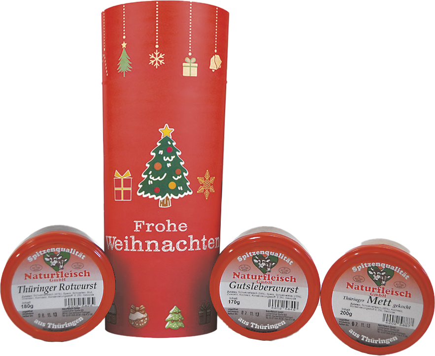 Wurstdose mit 3 Gläsern